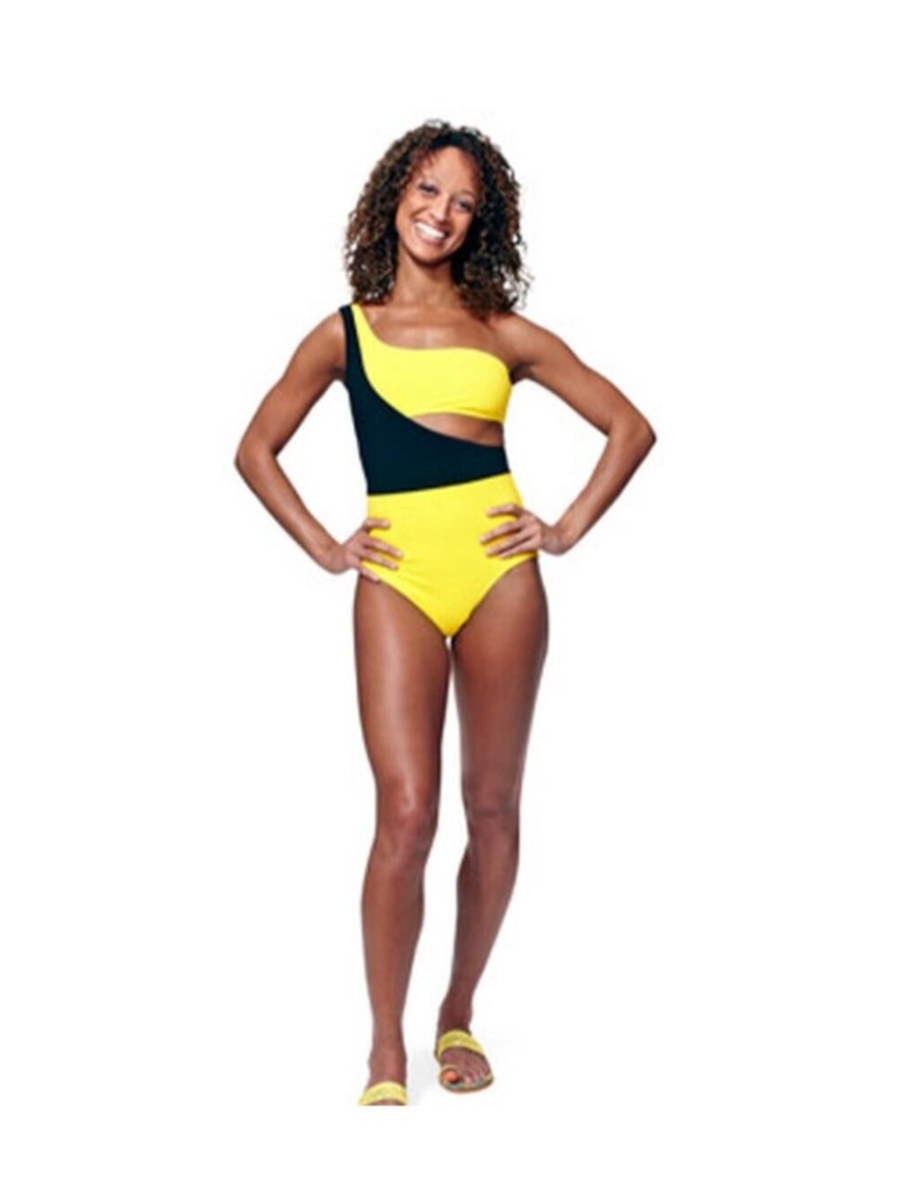 PATPAT Women’s One-Piece Swimsuit Size XL Color Block One Shoulder Cut Out NWT